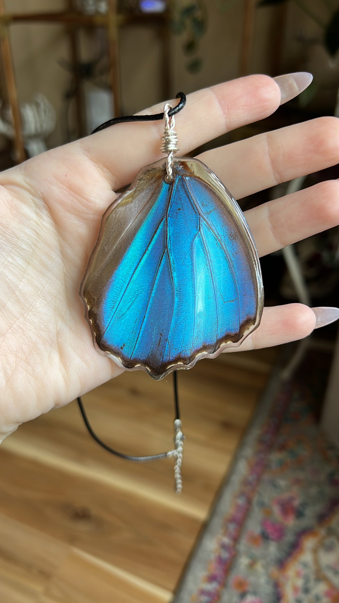 *Reserved* π XL Blue Morpho Butterfly Pendant