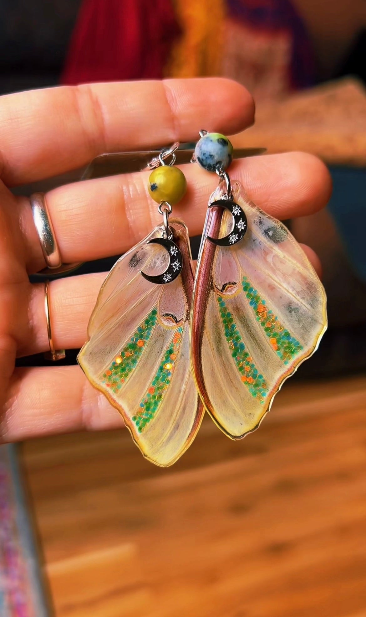 Luna moth earrings