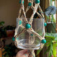 Turquoise Wooden Beaded Plant Hanger